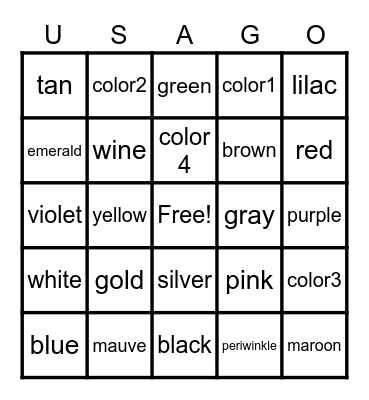 USA- GO! Bingo Card