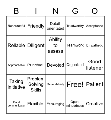 Strengths of a Counselor Bingo Card