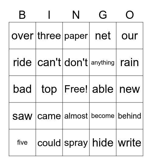 Fun!  Fun!  Fun! Bingo Card