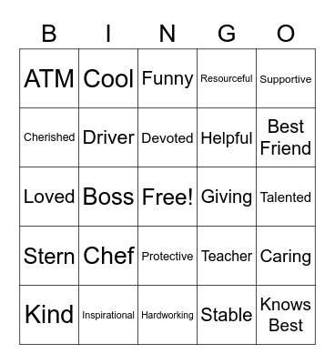 Mother,s Day Bingo Card