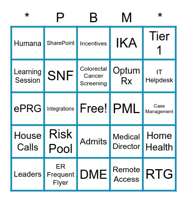 PBM Bingo Card