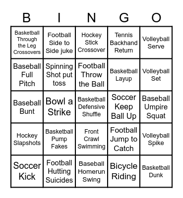 Sports Bingo Card