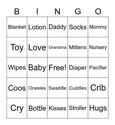 Bakken Baby Shower Bingo Card