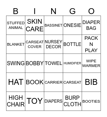 NICOLE AND HUY'S BABY SHOWER BINGO Card