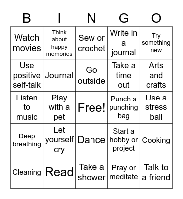 Self Care Bingo Card