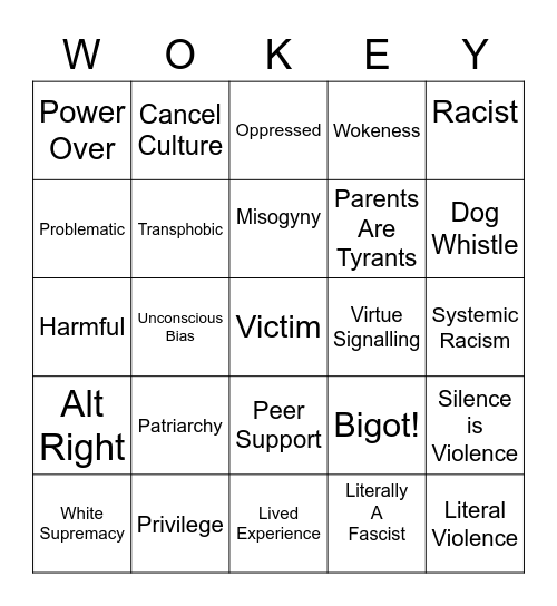 Woke Bingo Card