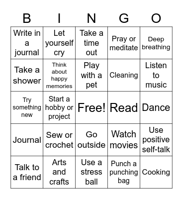 Self Care Bingo Card