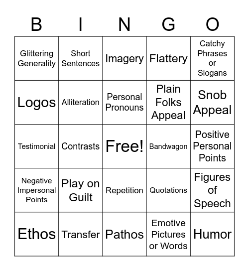 Persuasive Bings Bingo Card