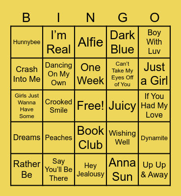 Musical BINGO Card