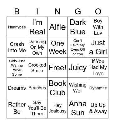 Musical BINGO Card