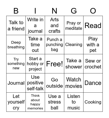 Self Care Bingo Card