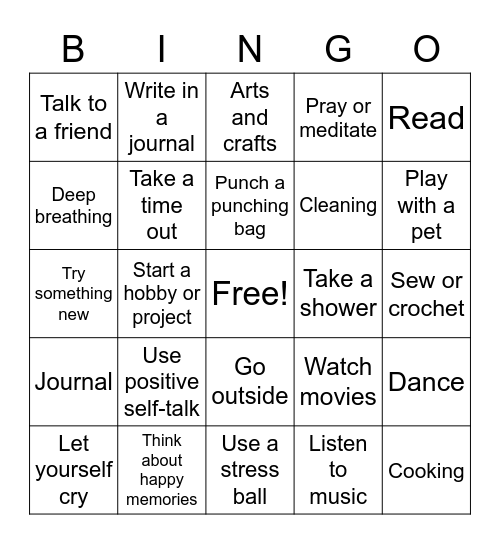 Self Care Bingo Card