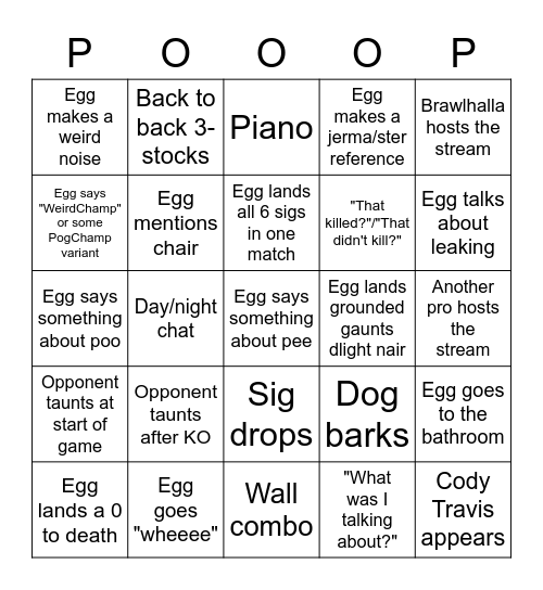 Eggsoup Brawlhalla Bingo Card
