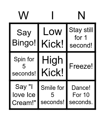 Move your body Bingo! Bingo Card