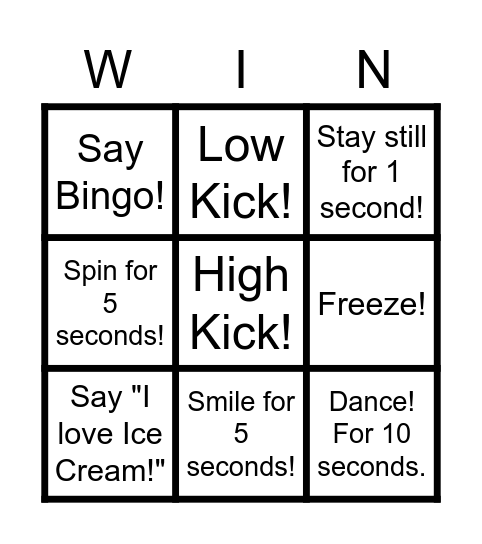 Move your body Bingo! Bingo Card