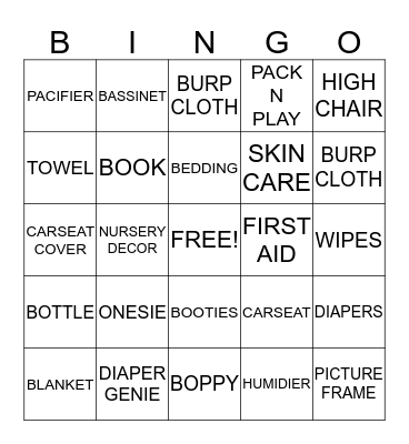 NICOLE AND HUY'S BABY SHOWER BINGO Card