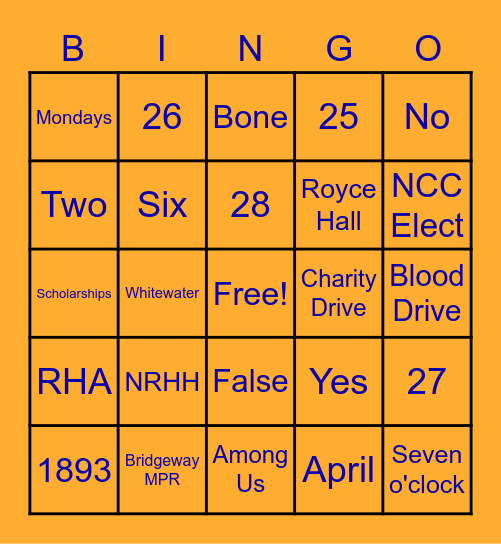 RHA GRAB AND GO BINGO! Bingo Card