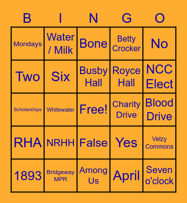 RHA GRAB AND GO BINGO! Bingo Card
