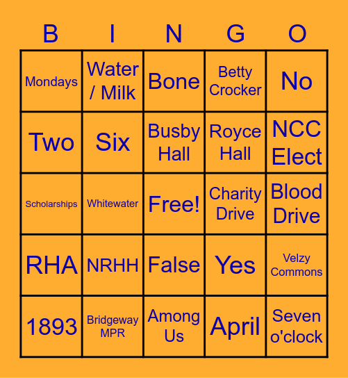 RHA GRAB AND GO BINGO! Bingo Card