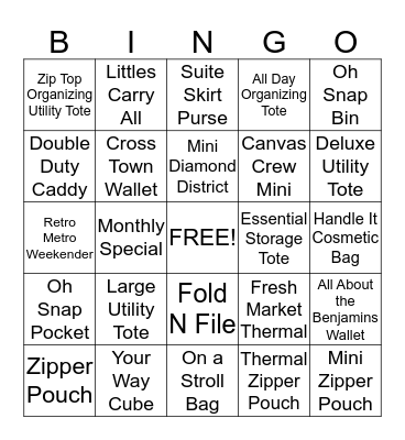 Thirty-One Bingo Card