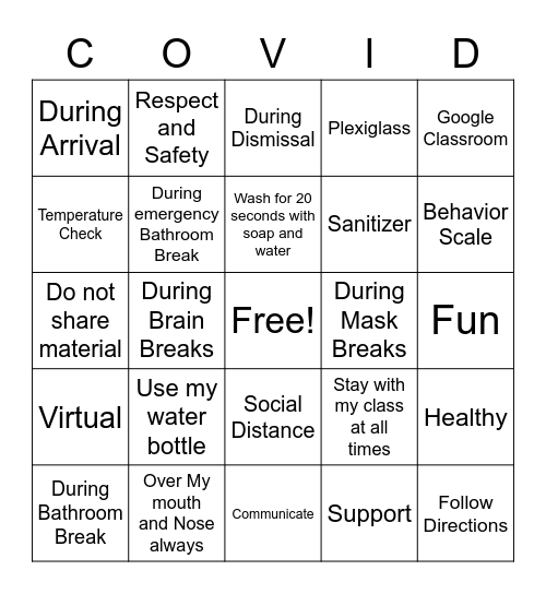 Hybrid Safety Bingo Card