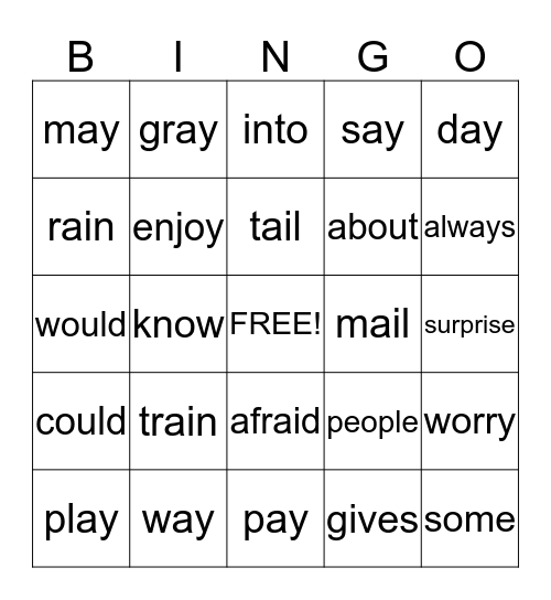 Unit 21 Bingo Card