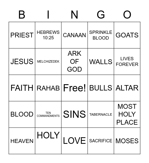 JESUS HIGHEST PRIEST Bingo Card