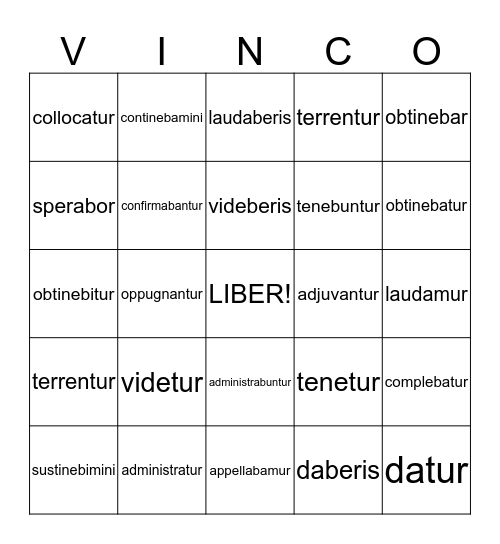 LATIN I  Bingo Card