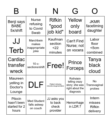 North Shore SECRET Bingo Card