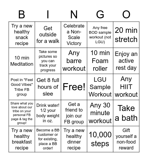 Spring "Sweat & Smile" Challenge Bingo Card