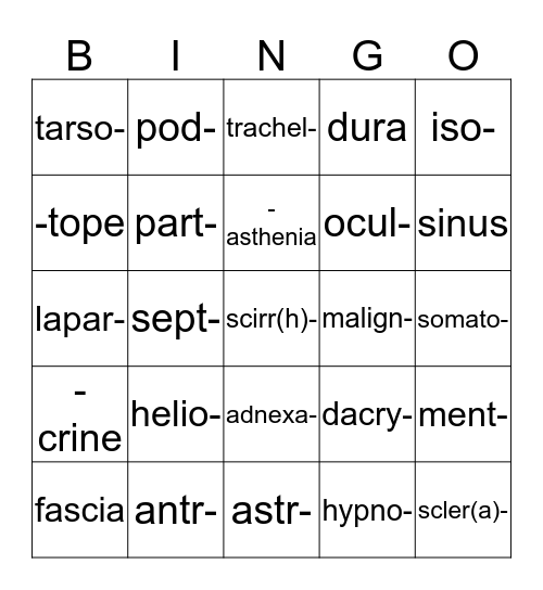 Lesson Seven Bingo Card