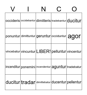 LATIN I  Bingo Card