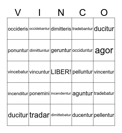 LATIN I  Bingo Card