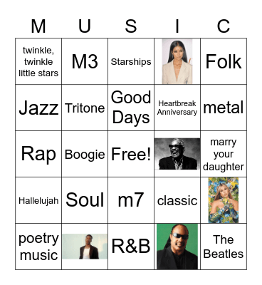 MUSICAL BINGO Card