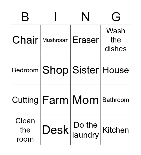 Science Revision Bingo Card