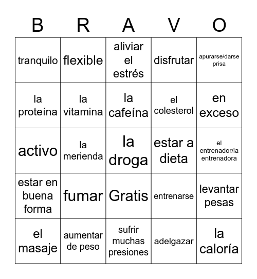 Lec. 6: El bienestar Bingo Card