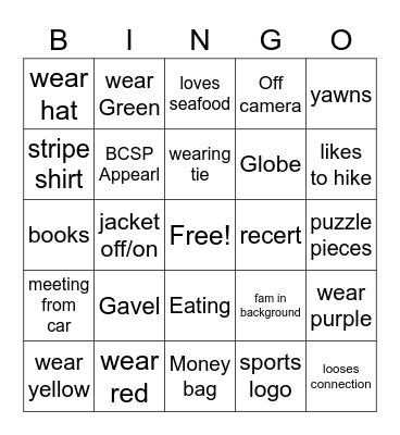 BCSP Bingo Card