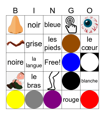 Body & Color Bingo Card