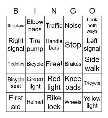 BIKE SAFETY Bingo Card
