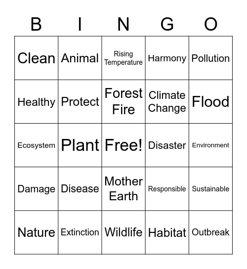 International Mother Earth Day Bingo Card