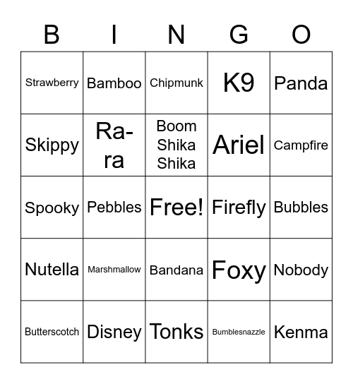 Find our Girl Staff Bingo Card