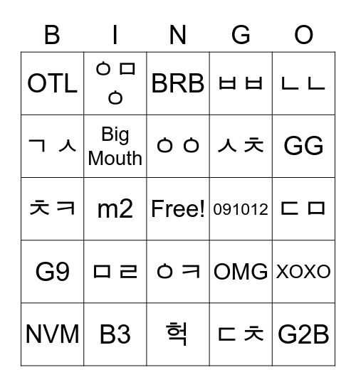 What does that mean? Bingo Card