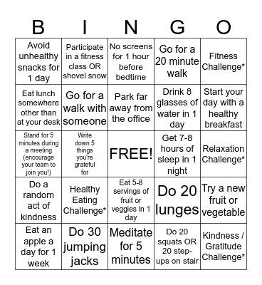 WINTER WELLNESS Bingo Card