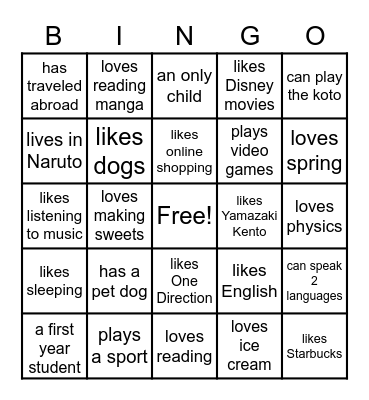 Human Bingo Card