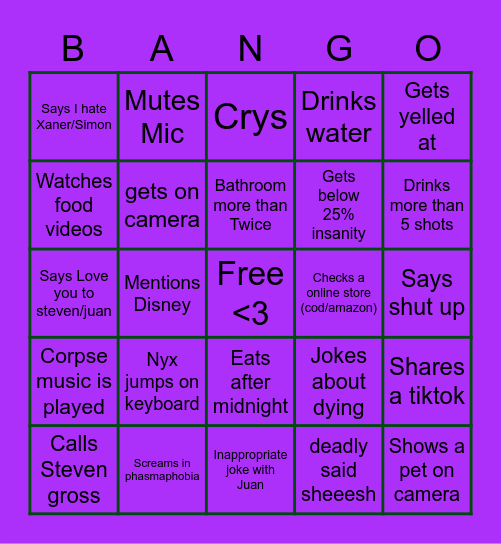 Alexis card Bingo Card