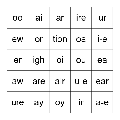 Set 2 and 3 Sounds Bingo Card