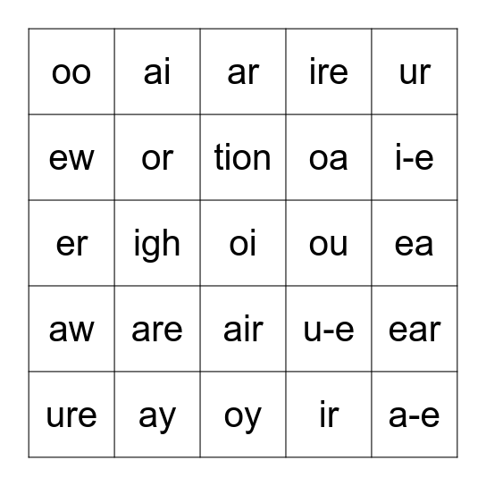 Set 2 and 3 Sounds Bingo Card