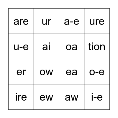 Set 3 Sounds Bingo Card