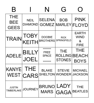 "M" ENTERTAINMENT      MUSIC Bingo Card