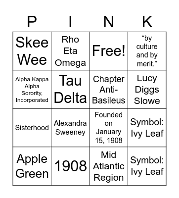 AKA BINGO Card
